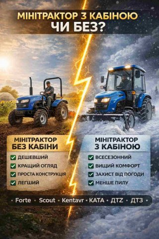 Минитрактор с кабиной или без: плюсы, минусы и как выбрать правильно 